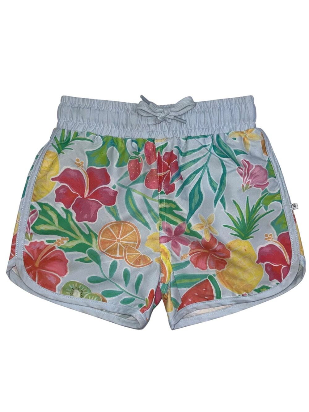 Caden Lane Boys Ohana Light Blue Tropical Floral Fruit Swim Trunks Size 2T